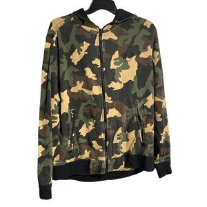 True Religion Camouflage Full Zip Hoodie Mens 3XL Green/Brown Cotton Jacket